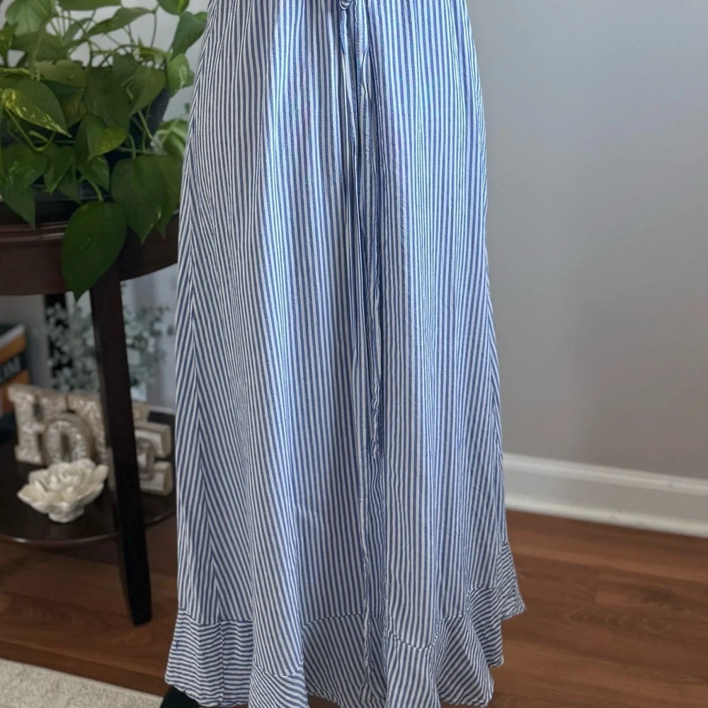 NAIF Sundress, Blue & White Striped with Ruffles - Picture 5 of 5